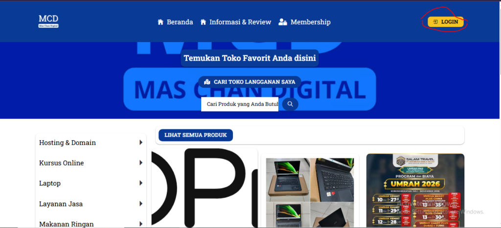 akses halaman profil vendor