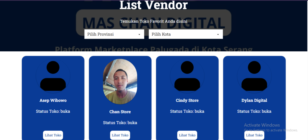 halaman list vendor