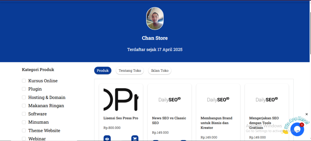 halaman profil vendor